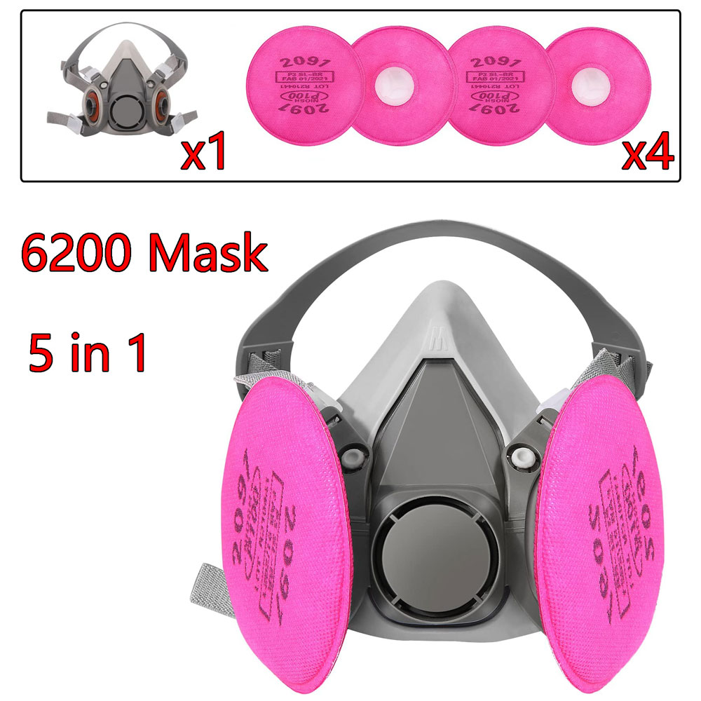 قناع غاز 6200 مع علبة خراطيش 6 - مراجعة Dust Mask Construction وسعره
